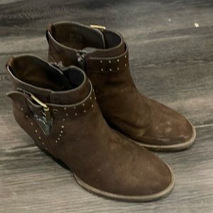 Dark Brown Suede Heeled Booties